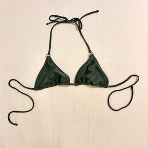 aerie Rib Shine triangle bikini top Dark Green